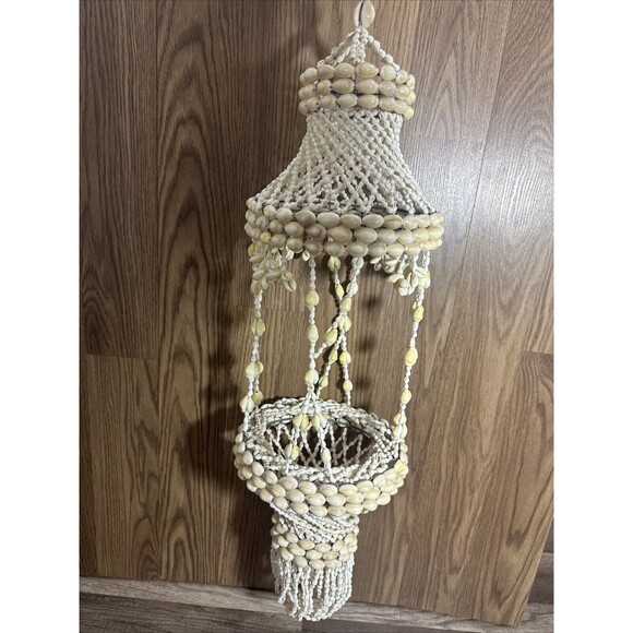 Vintage Used Sea Shell Seashell Puka Chandelier Decorative Hanging